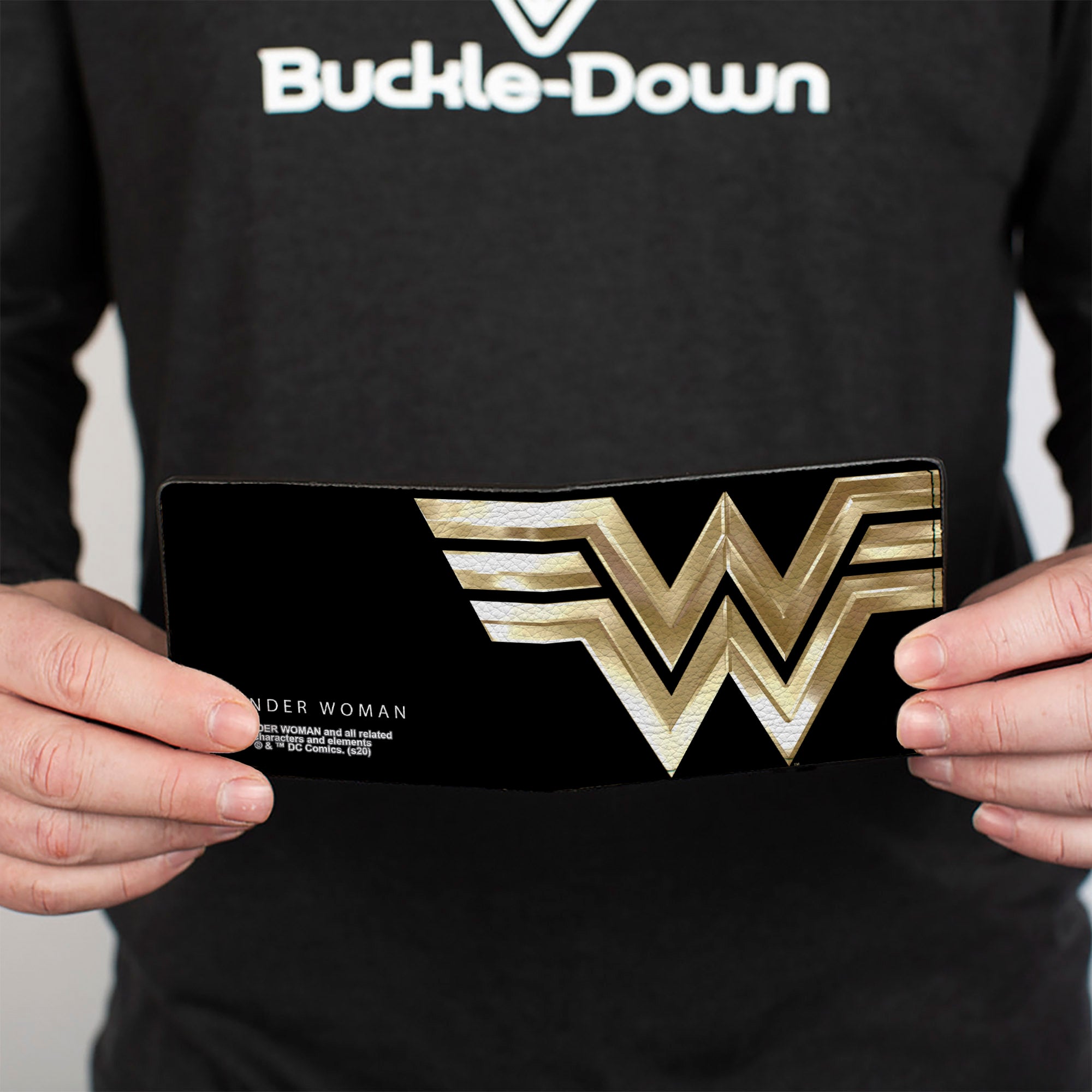 Bi-Fold Wallet - WONDER WOMAN 1984 WW Logo CLOSE-UP Black Golds Bi-Fold Wallets DC Comics