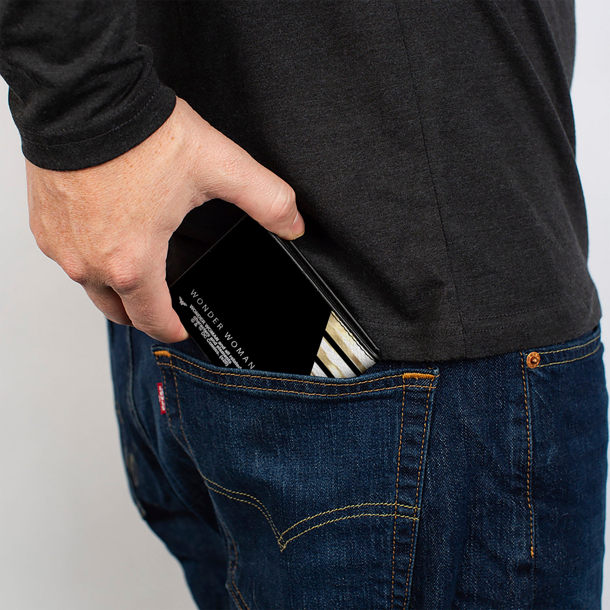 Bi-Fold Wallet - WONDER WOMAN 1984 WW Logo CLOSE-UP Black Golds Bi-Fold Wallets DC Comics