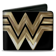 Bi-Fold Wallet - WONDER WOMAN 1984 WW Logo CLOSE-UP Black Golds Bi-Fold Wallets DC Comics