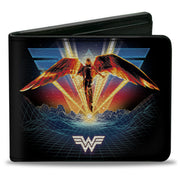 Bi-Fold Wallet - Wonder Woman 1984 Golden Armor Pose WW Logo Topography Black Blues Reds Yellow Bi-Fold Wallets DC Comics
