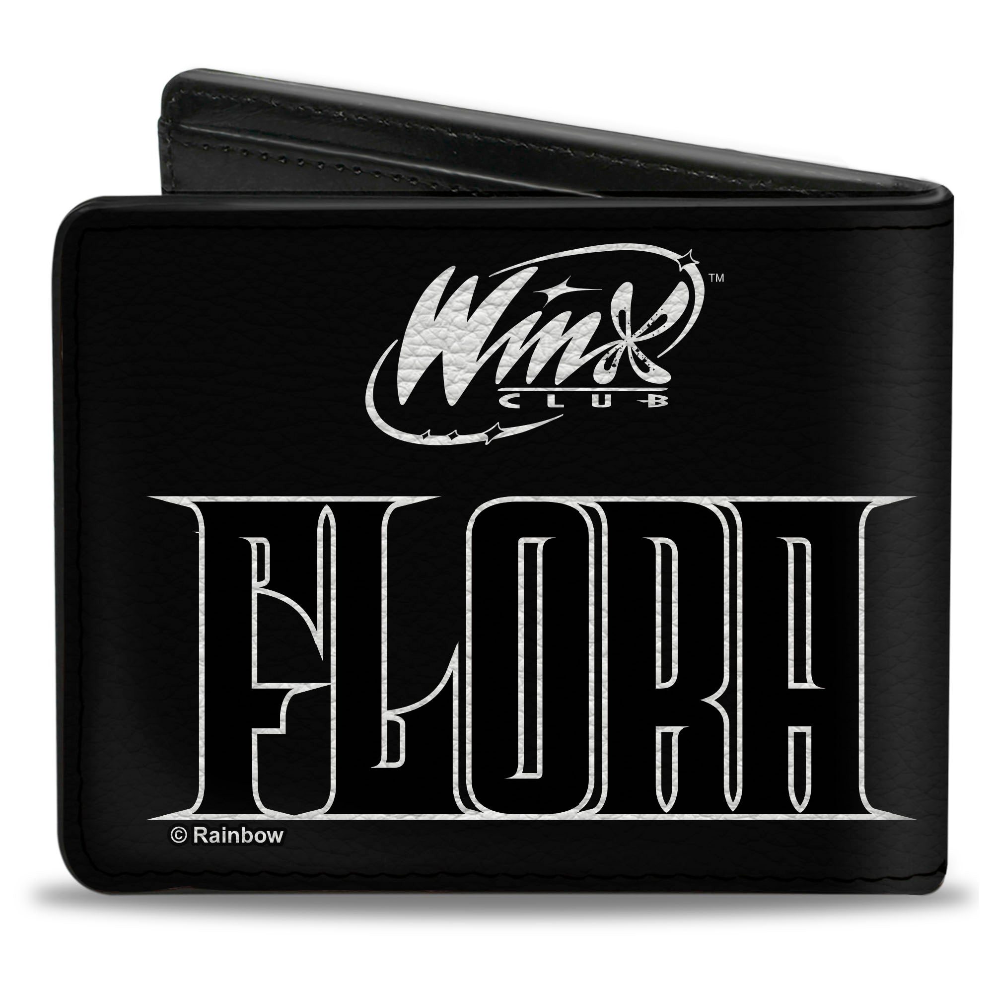 Bi-Fold Wallet - Winx Club FLORA ROCK YOUR WORLD Pose Black/White/Purple Bi-Fold Wallets Winx Club