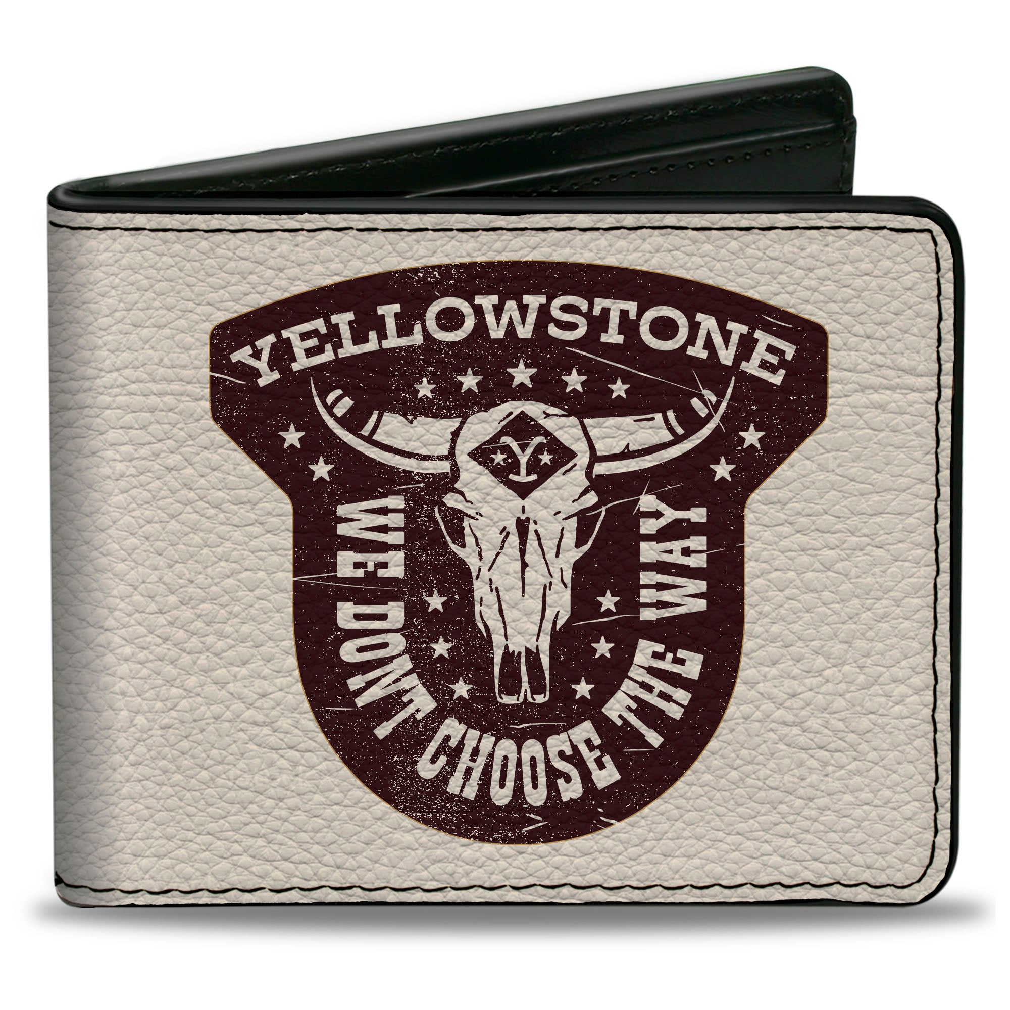 Bi-Fold Wallet - YELLOWSTONE WE DON'T CHOOSE THE WAY Badge White/Brown Bi-Fold Wallets Yellowstone