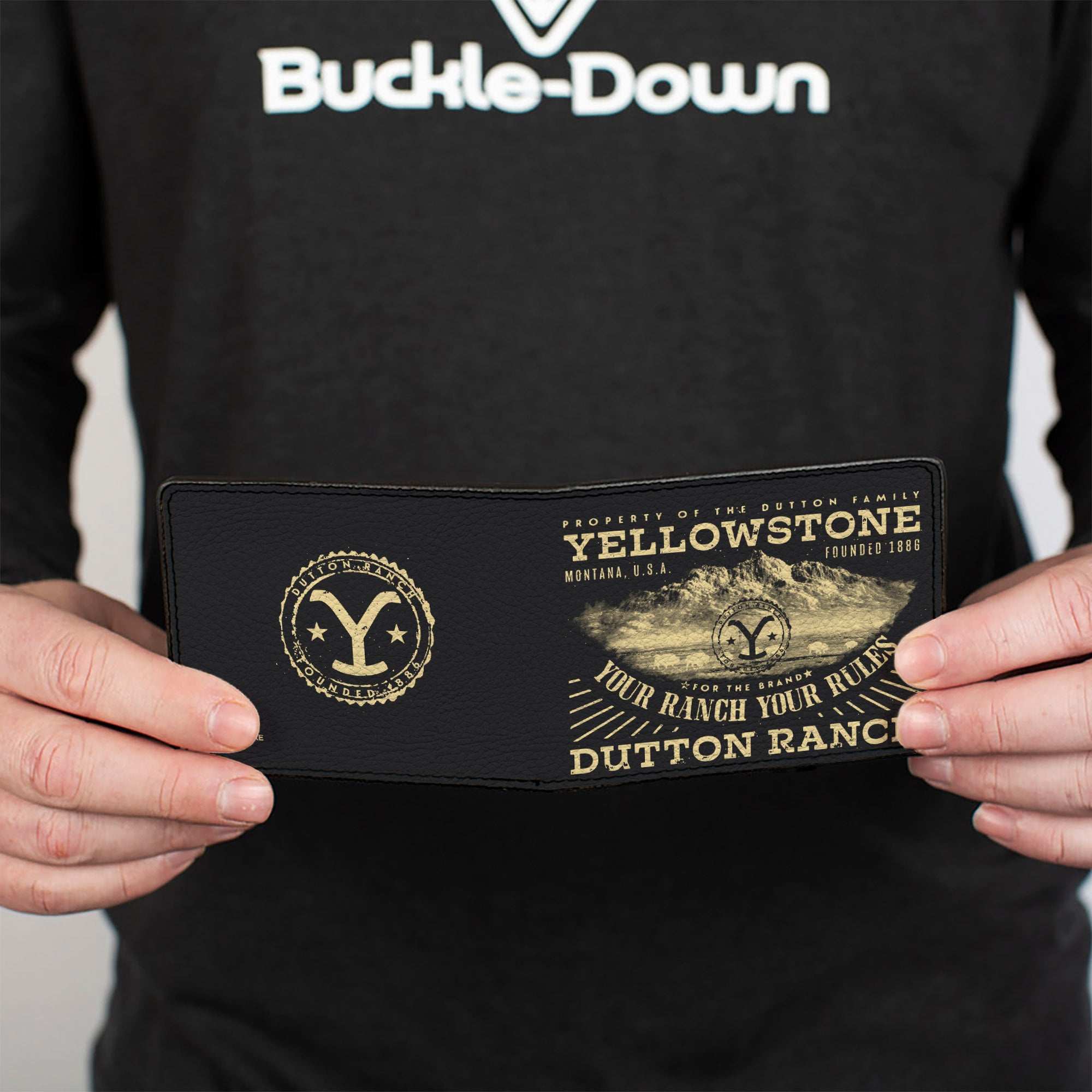 Bi-Fold Wallet - Yellowstone YOUR RANCH YOUR RULES Landscape Black/Beige Bi-Fold Wallets Yellowstone