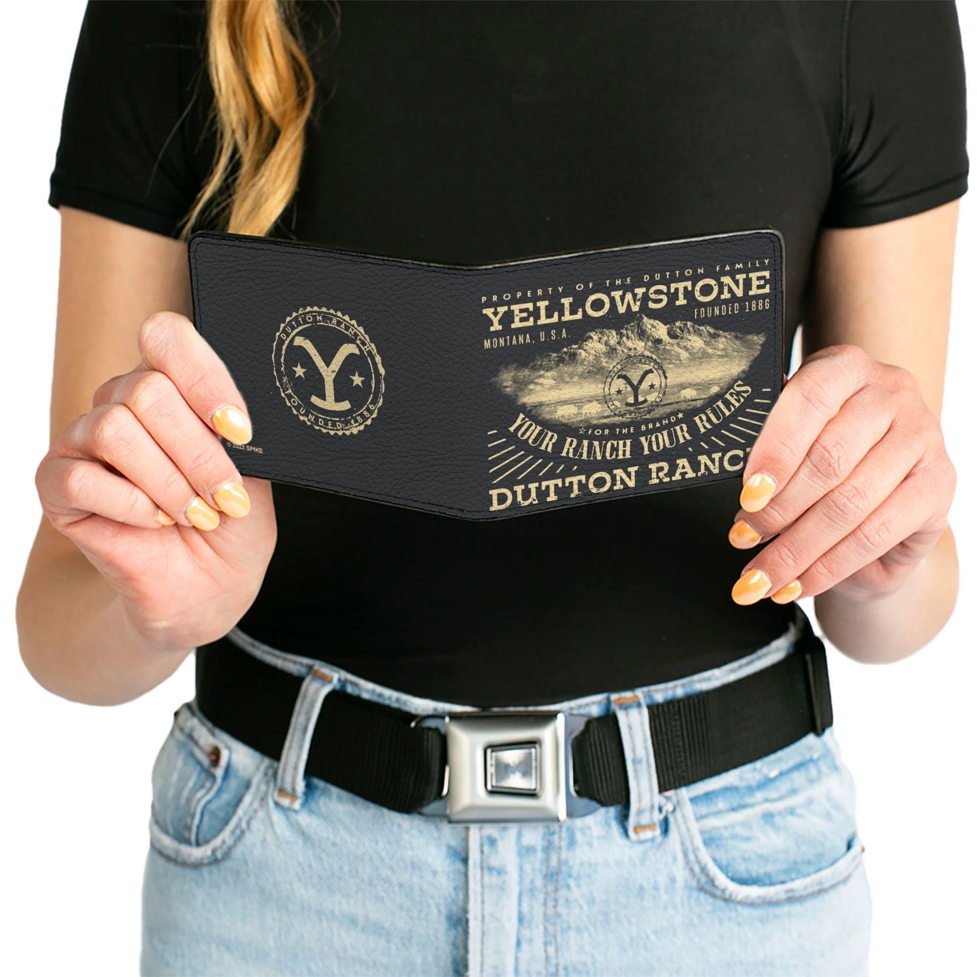 Bi-Fold Wallet - Yellowstone YOUR RANCH YOUR RULES Landscape Black/Beige Bi-Fold Wallets Yellowstone