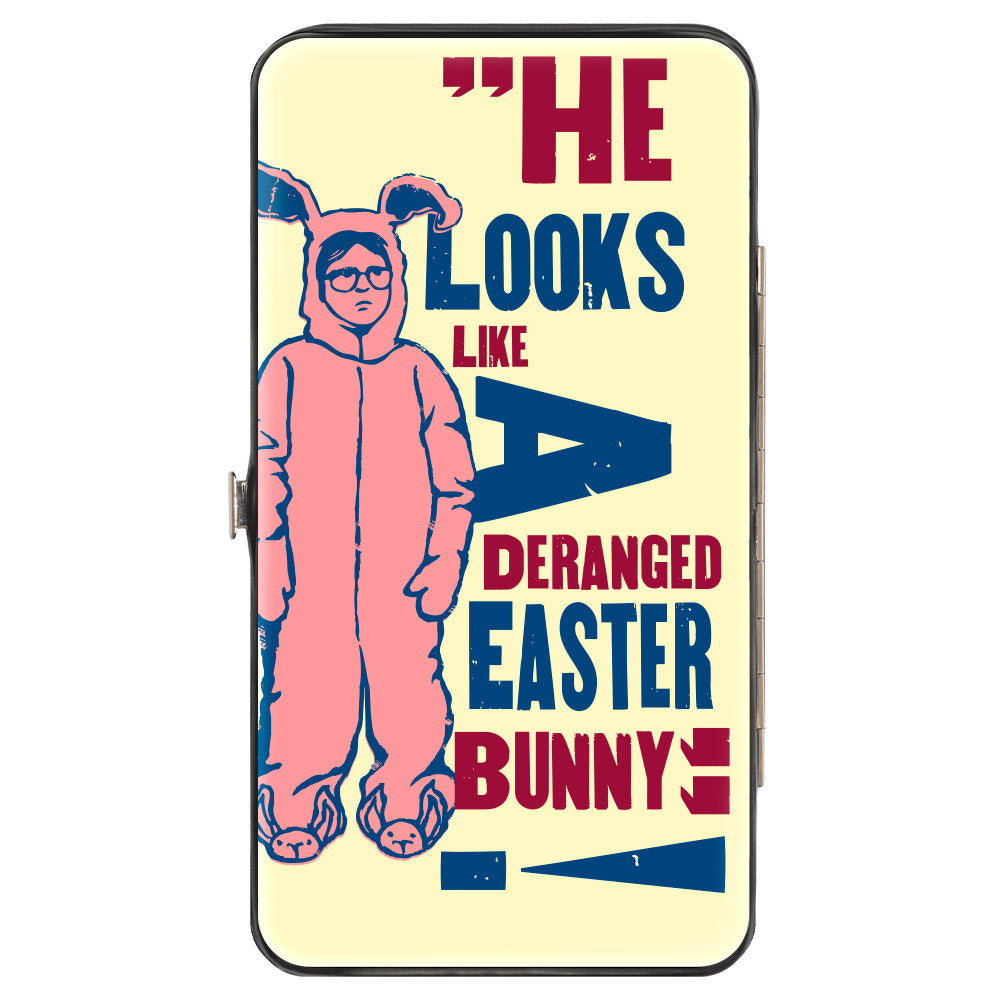Hinged Wallet - A Christmas Story Ralphie Pink Bunny DERANGED EASTER BUNNY Pose Ivory Blue Pink Hinged Wallets A Christmas Story