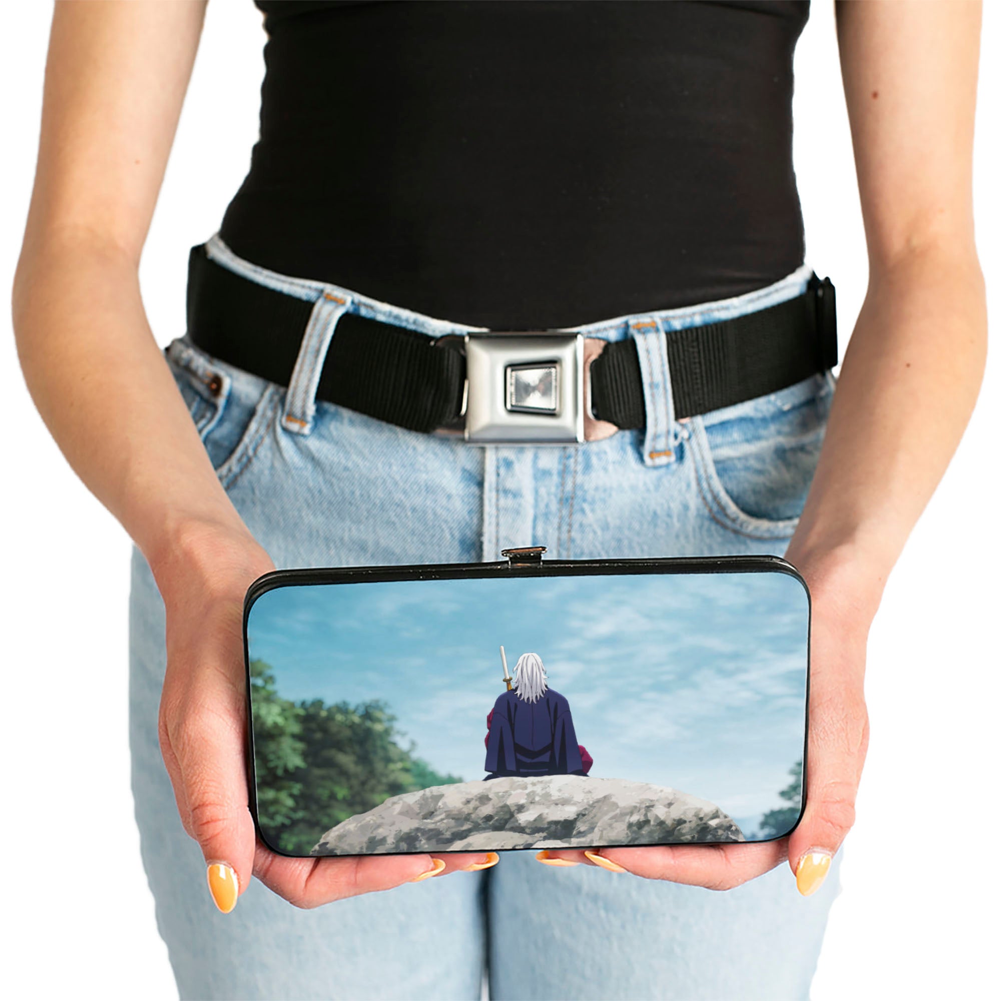 Hinged Wallet - DEMON SLAYER Tengen Uzui Pose and Sitting Scene with Title Logo Hinged Wallets Demon Slayer