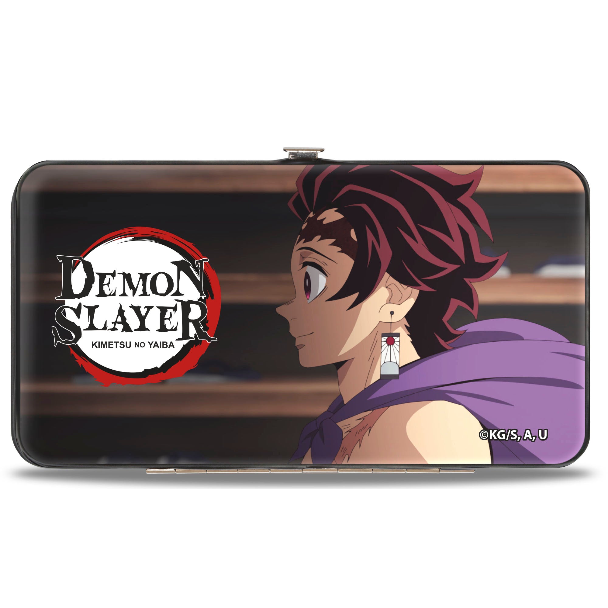 Hinged Wallet - DEMON SLAYER Tanjiro Kamado Pose and Running Scene with Title Logo Hinged Wallets Demon Slayer