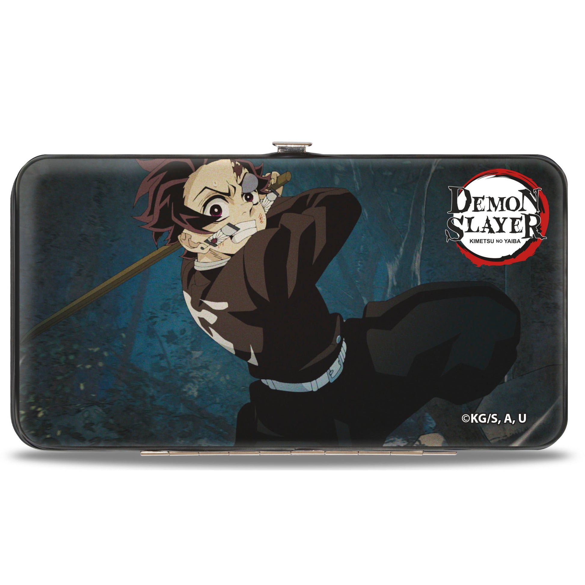 Hinged Wallet - DEMON SLAYER Tanjiro Kamado and Obanai Iguro Poses with Title Logo Hinged Wallets Demon Slayer