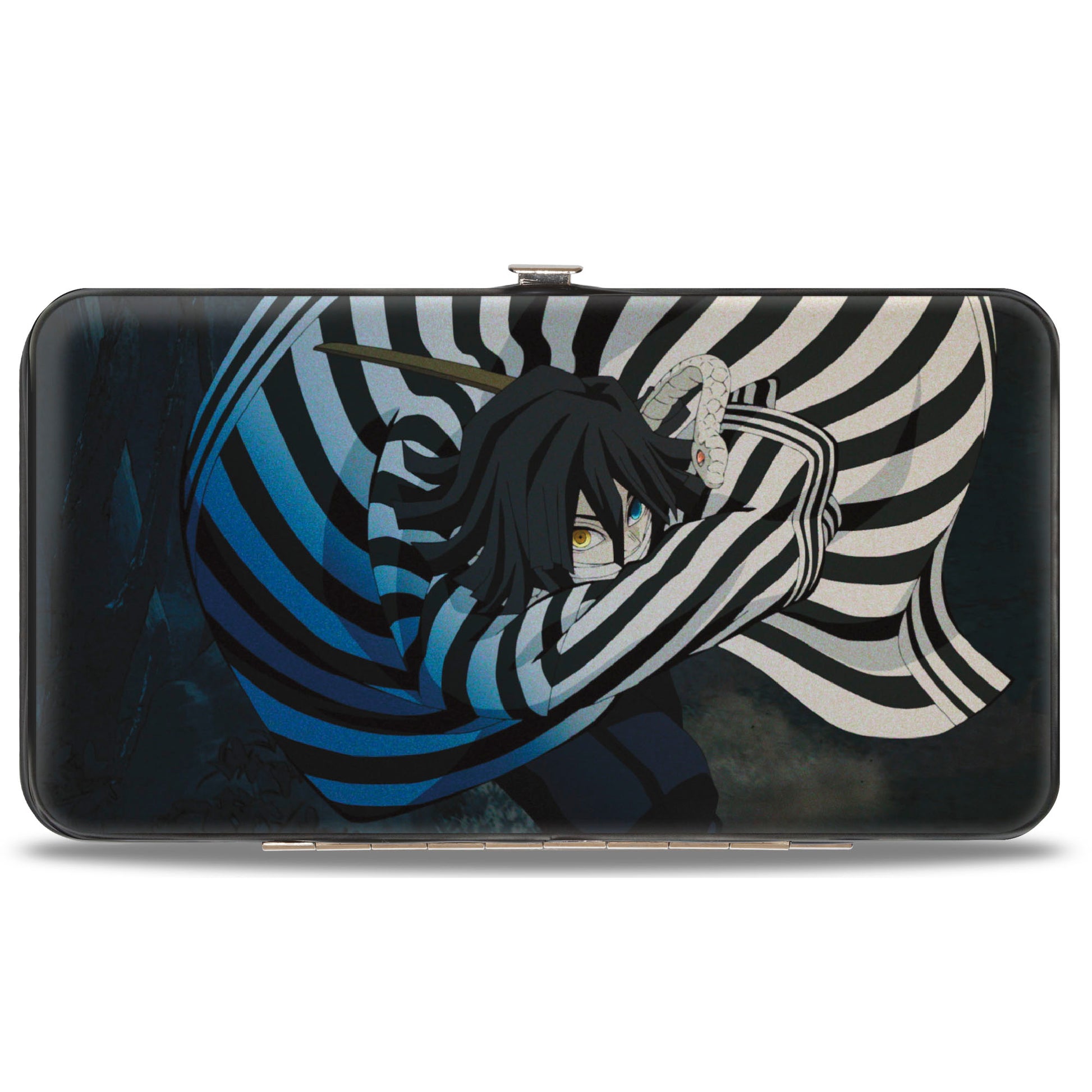 Hinged Wallet - DEMON SLAYER Tanjiro Kamado and Obanai Iguro Poses with Title Logo Hinged Wallets Demon Slayer