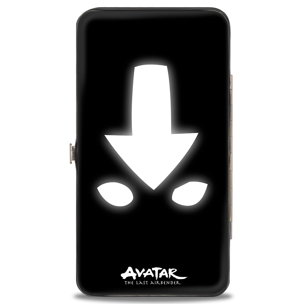 Hinged Wallet - Avatar the Last Airbender Aang Meditating Pose + Glowing Arrow Eyes Black White Hinged Wallets Avatar The Last Airbender