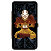 Hinged Wallet - Avatar the Last Airbender Aang Meditating Pose + Glowing Arrow Eyes Black White Hinged Wallets Avatar The Last Airbender
