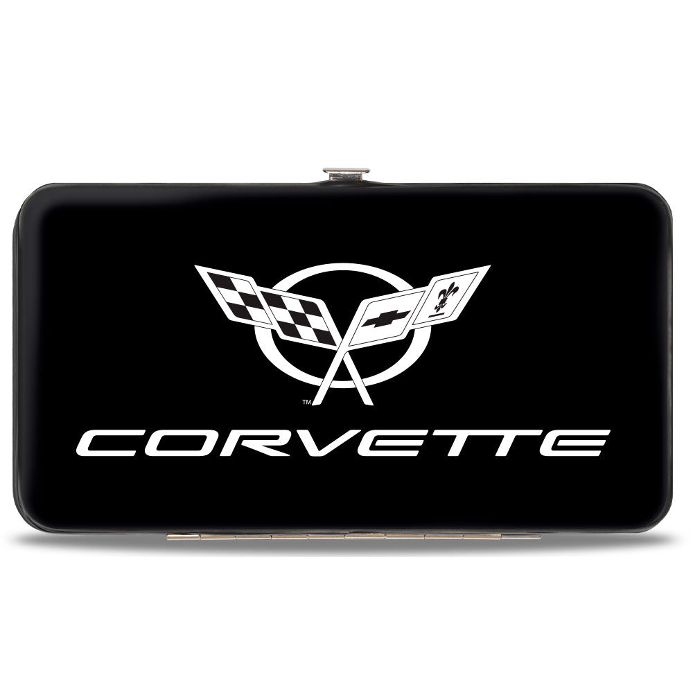 Hinged Wallet - Corvette Black Silver Hinged Wallets GM General Motors