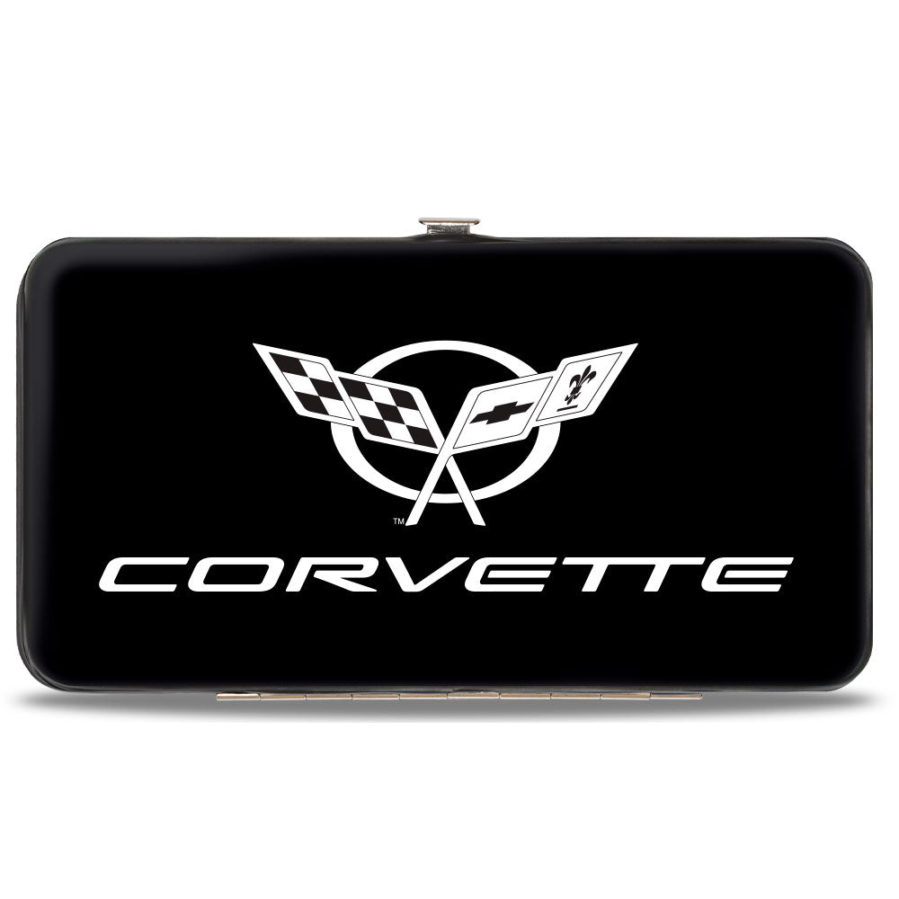 Hinged Wallet - Corvette Black Silver Hinged Wallets GM General Motors