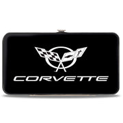 Hinged Wallet - Corvette Black Silver Hinged Wallets GM General Motors