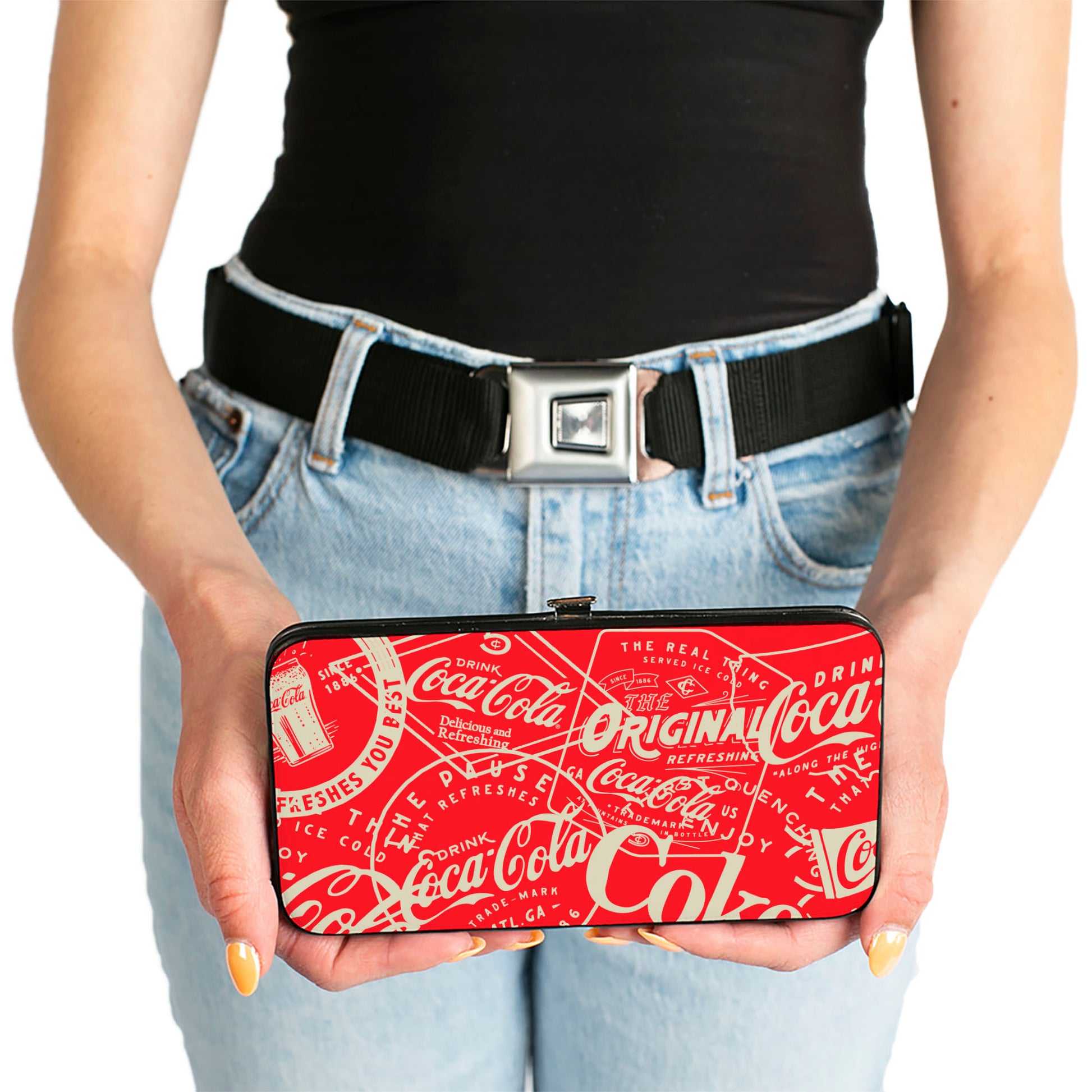 Hinged Wallet - Vintage Coca-Cola Coke Icons and Ad Logos Red/White Hinged Wallets Coca-Cola