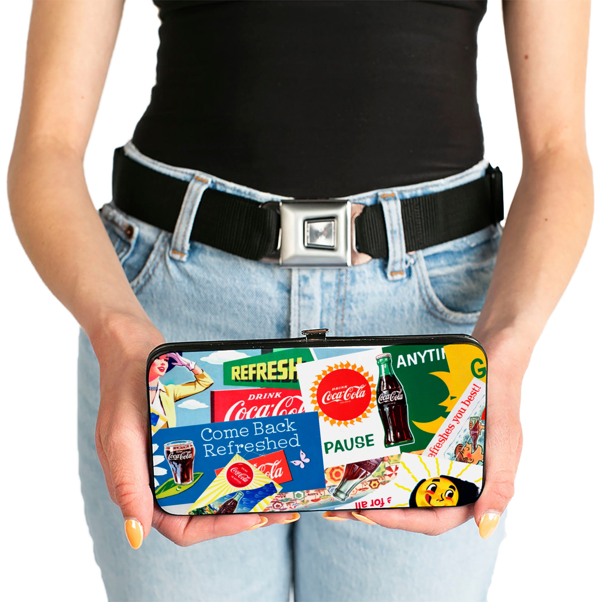Hinged Wallet - Vintage Coca-Cola COME BACK REFRESHED Ads and Icons Collage Hinged Wallets Coca-Cola