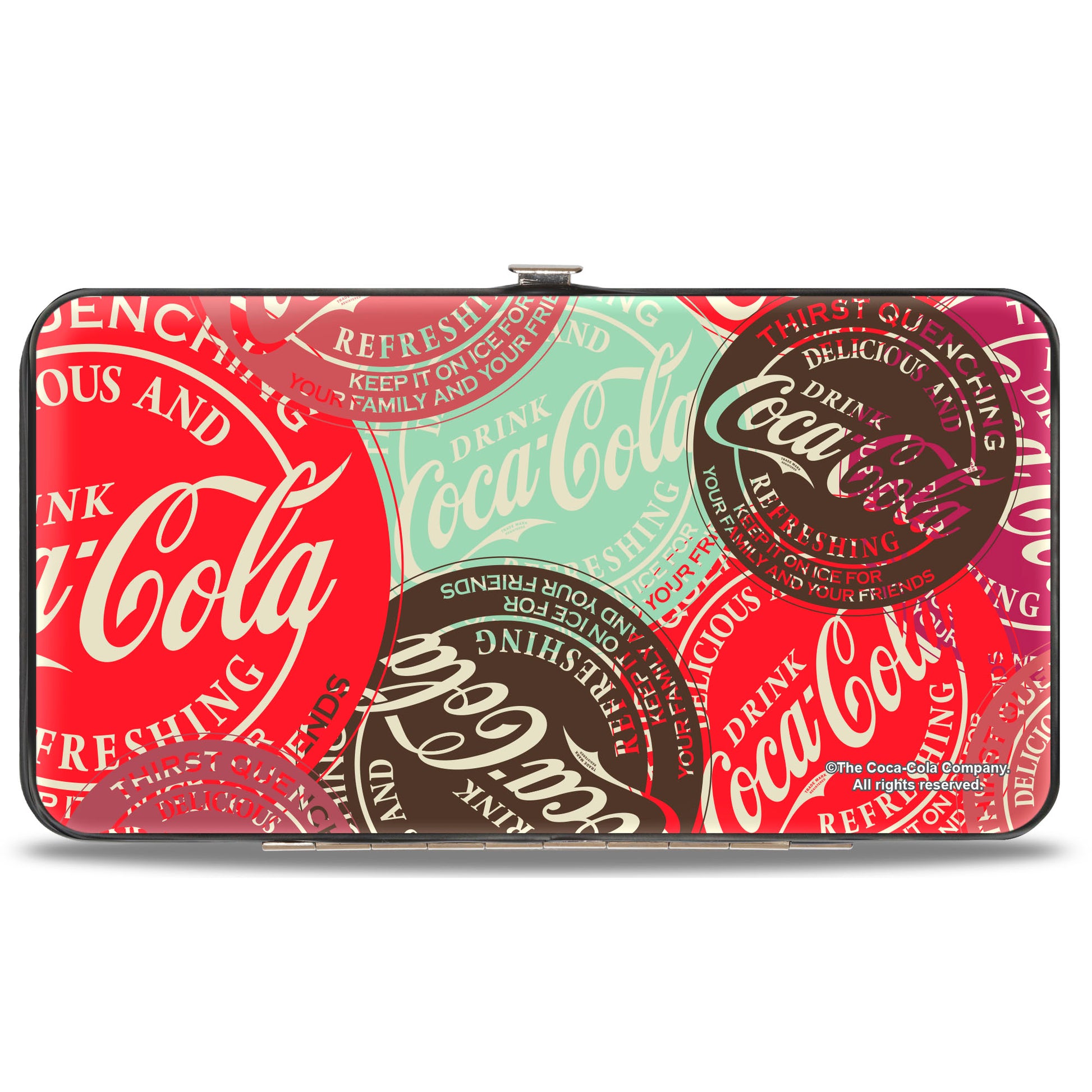 Hinged Wallet - DRINK COCA-COLA Coke Patches Stacked Reds/Multi Color Hinged Wallets Coca-Cola