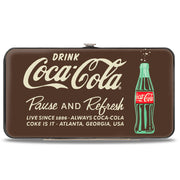 Hinged Wallet - DRINK COCA-COLA PAUSE AND REFRESH Bottle Brown/White Hinged Wallets Coca-Cola