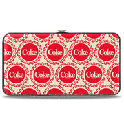 Hinged Wallet - Coca-Cola COKE Bottle Caps Collage White/Red Hinged Wallets Coca-Cola
