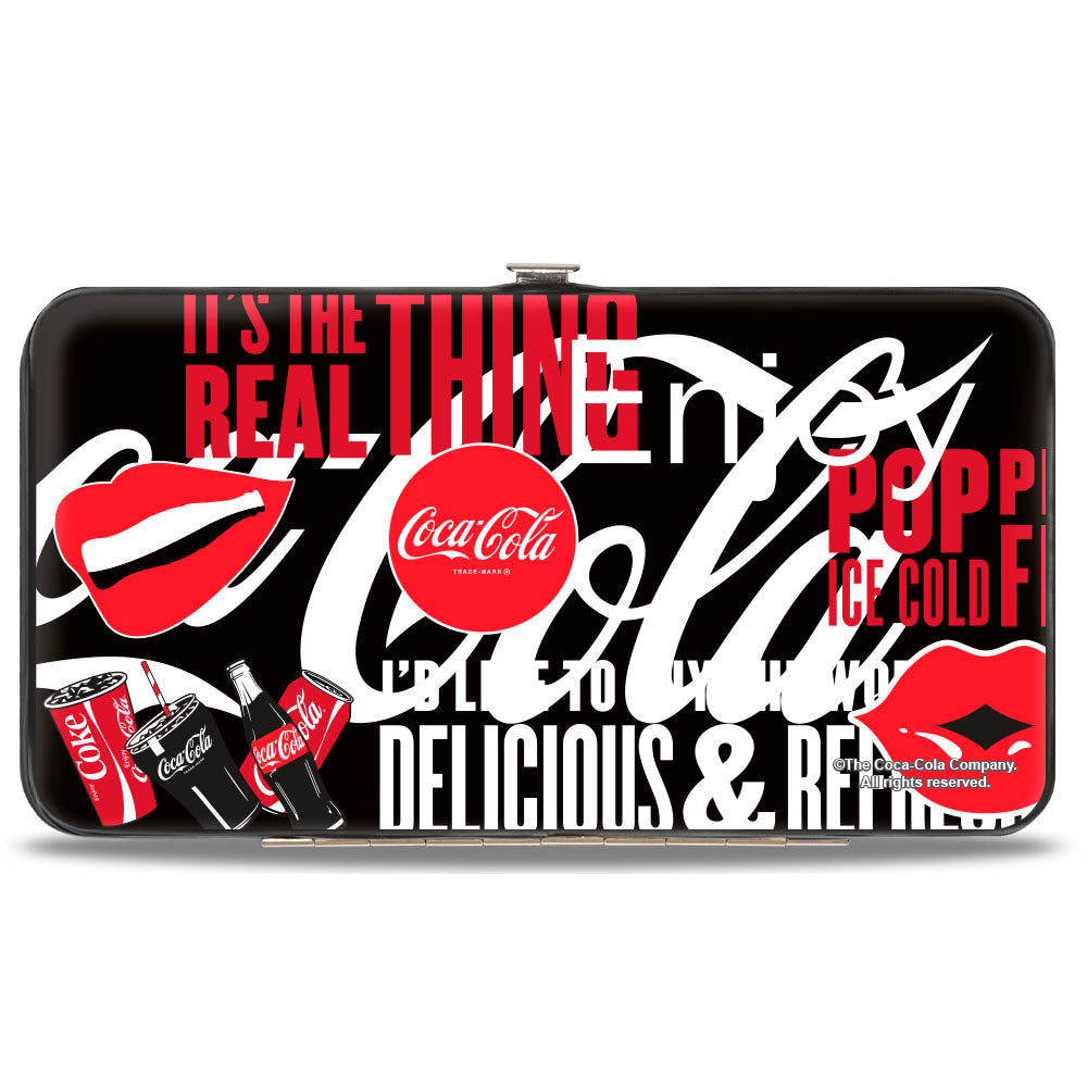 Hinged Wallet - Coca-Cola IT'S THE REAL THING Collage Black/Red/White Hinged Wallets Coca-Cola