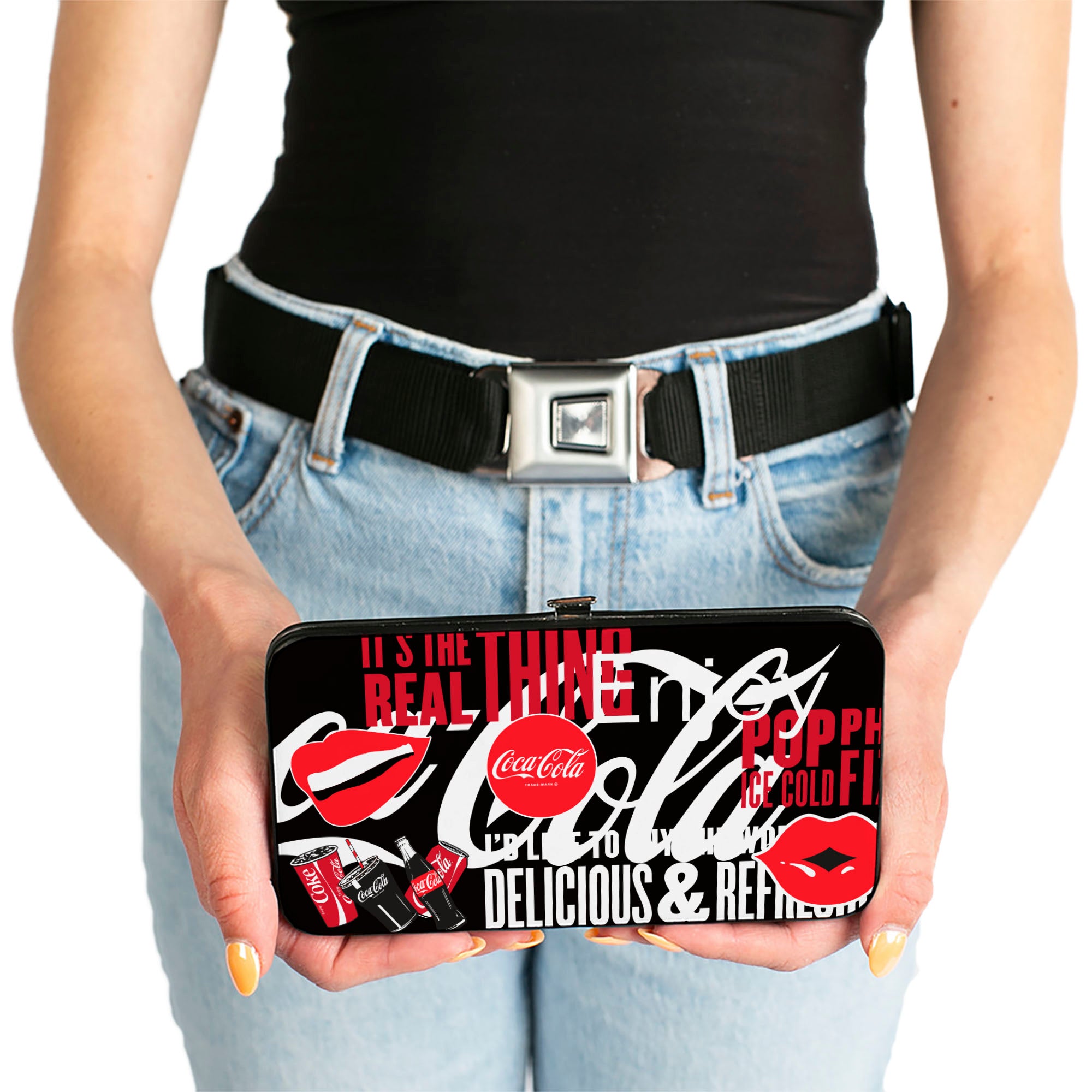 Hinged Wallet - Coca-Cola IT'S THE REAL THING Collage Black/Red/White Hinged Wallets Coca-Cola