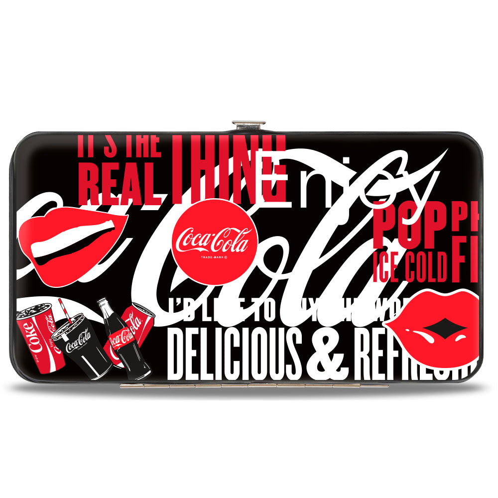 Hinged Wallet - Coca-Cola IT'S THE REAL THING Collage Black/Red/White Hinged Wallets Coca-Cola