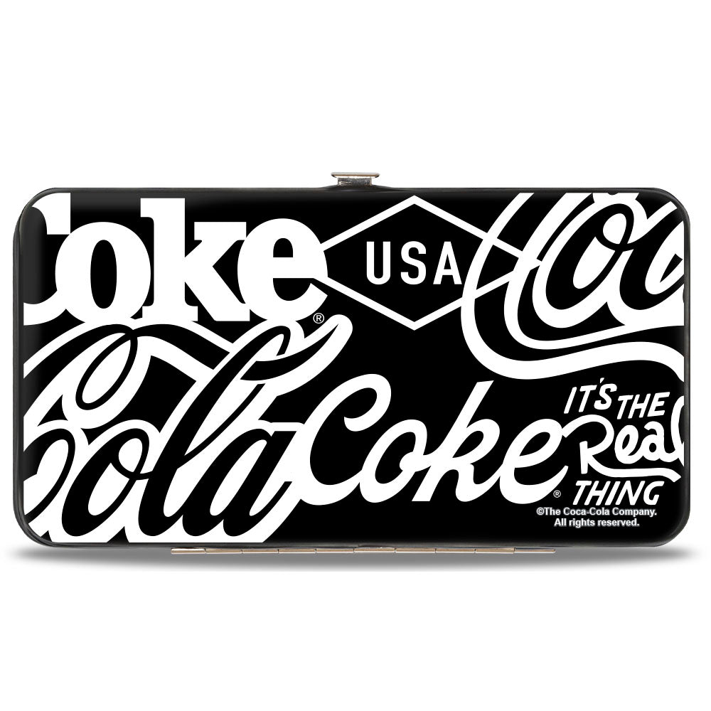 Hinged Wallet - COCA-COLA COKE Typography IT'S THE REAL THING Black/White Hinged Wallets Coca-Cola