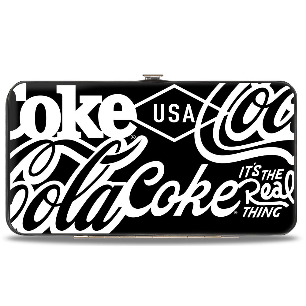 Hinged Wallet - COCA-COLA COKE Typography IT'S THE REAL THING Black/White Hinged Wallets Coca-Cola
