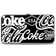 Hinged Wallet - COCA-COLA COKE Typography IT'S THE REAL THING Black/White Hinged Wallets Coca-Cola