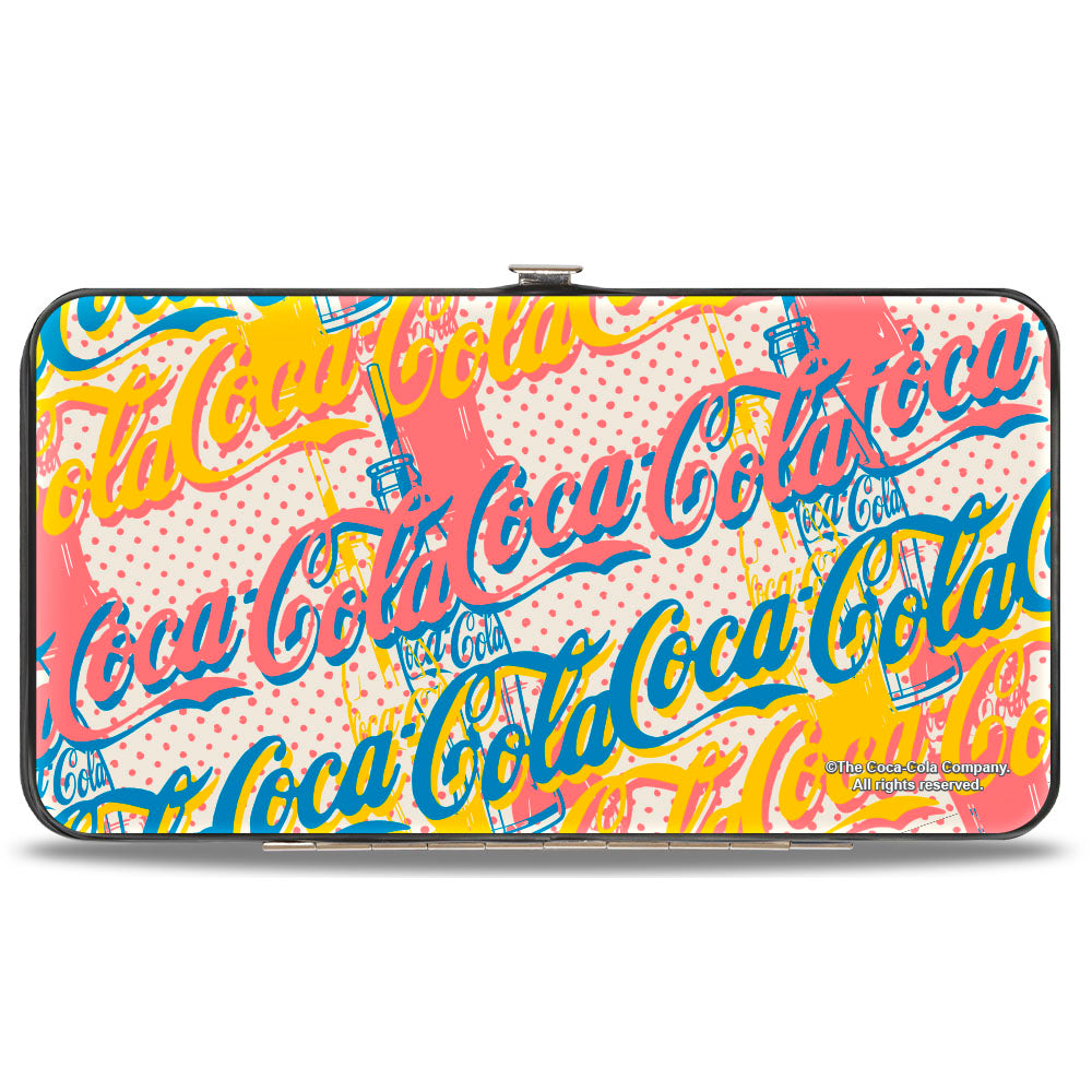 Hinged Wallet - COCA-COLA Script Logo Stacked Pop Art White/Multi Pastel Hinged Wallets Coca-Cola