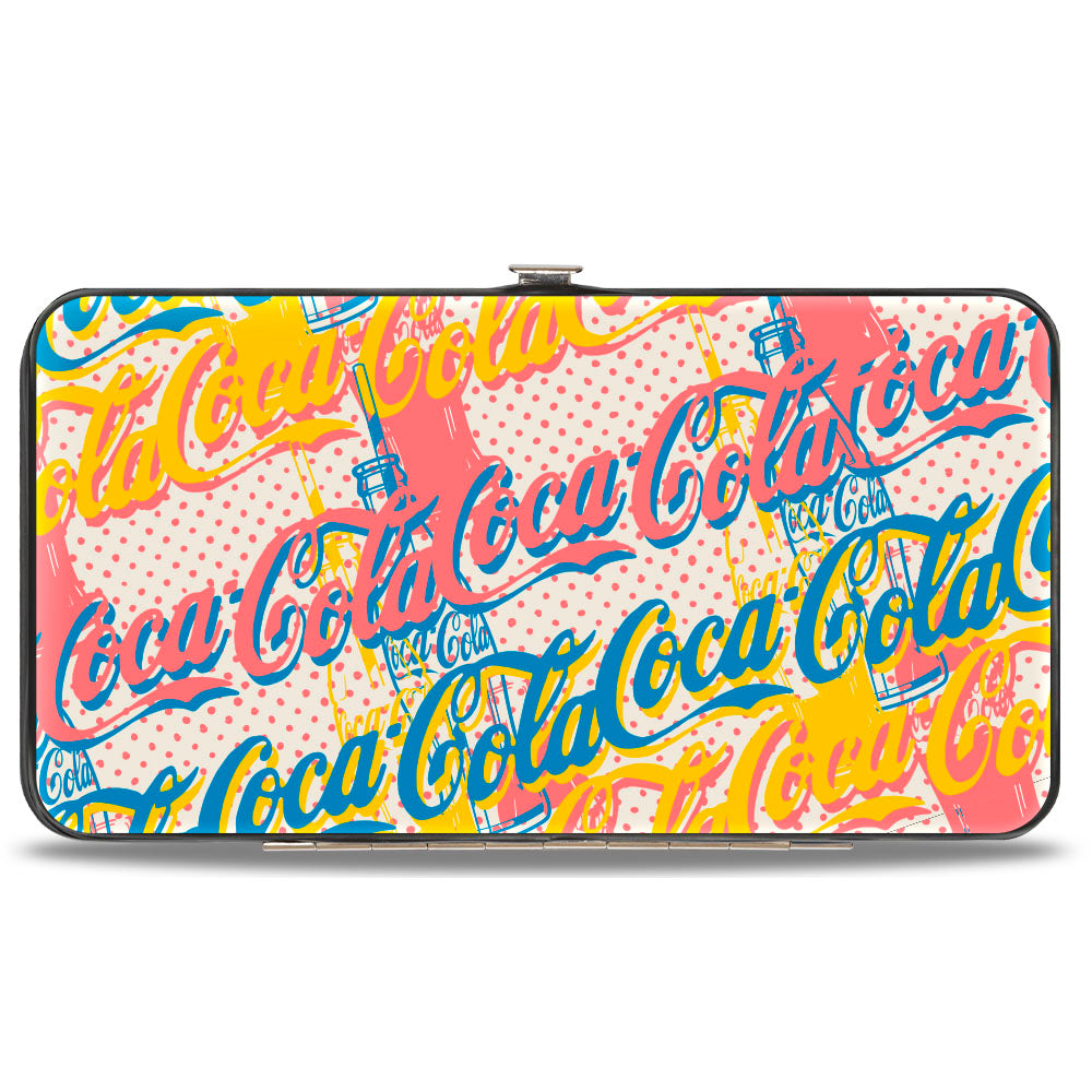 Hinged Wallet - COCA-COLA Script Logo Stacked Pop Art White/Multi Pastel Hinged Wallets Coca-Cola