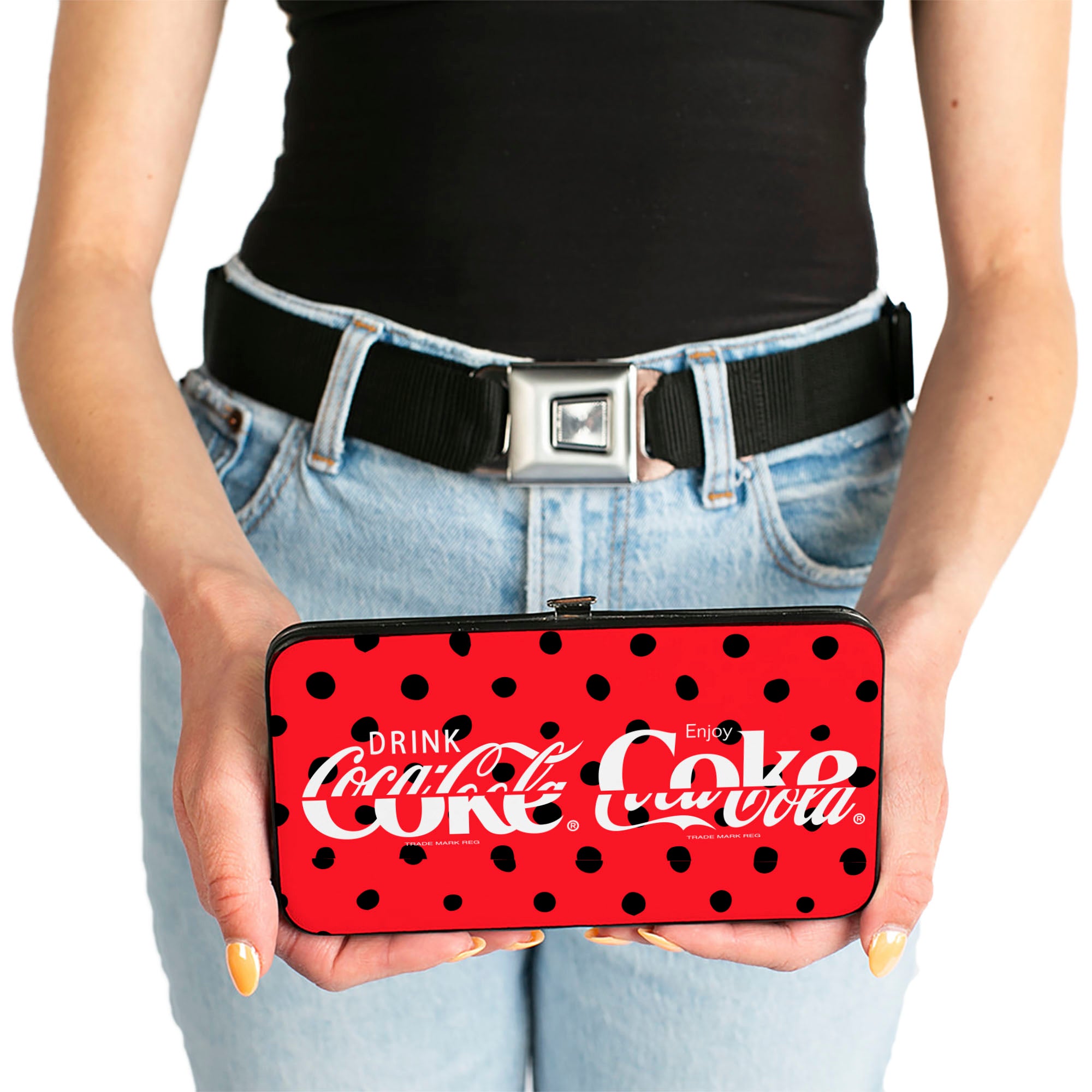 Hinged Wallet - DRINK COCA-COLA COKE Polka Dot Red/Black/White Hinged Wallets Coca-Cola