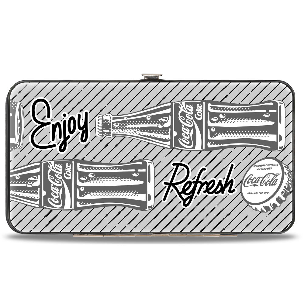 Hinged Wallet - Coca-Cola ENJOY REFRESH Can and Bottle Grays/White/Black Hinged Wallets Coca-Cola