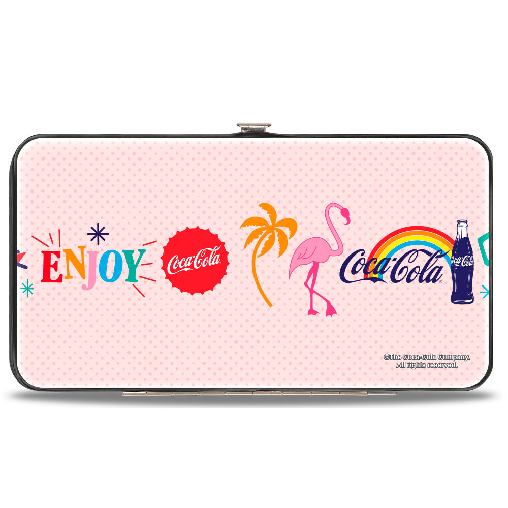 Hinged Wallet - Coca-Cola ENJOY Vibrant Icons Collage Pinks/Multi Color Hinged Wallets Coca-Cola