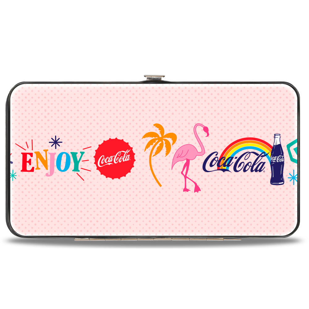 Hinged Wallet - Coca-Cola ENJOY Vibrant Icons Collage Pinks/Multi Color Hinged Wallets Coca-Cola