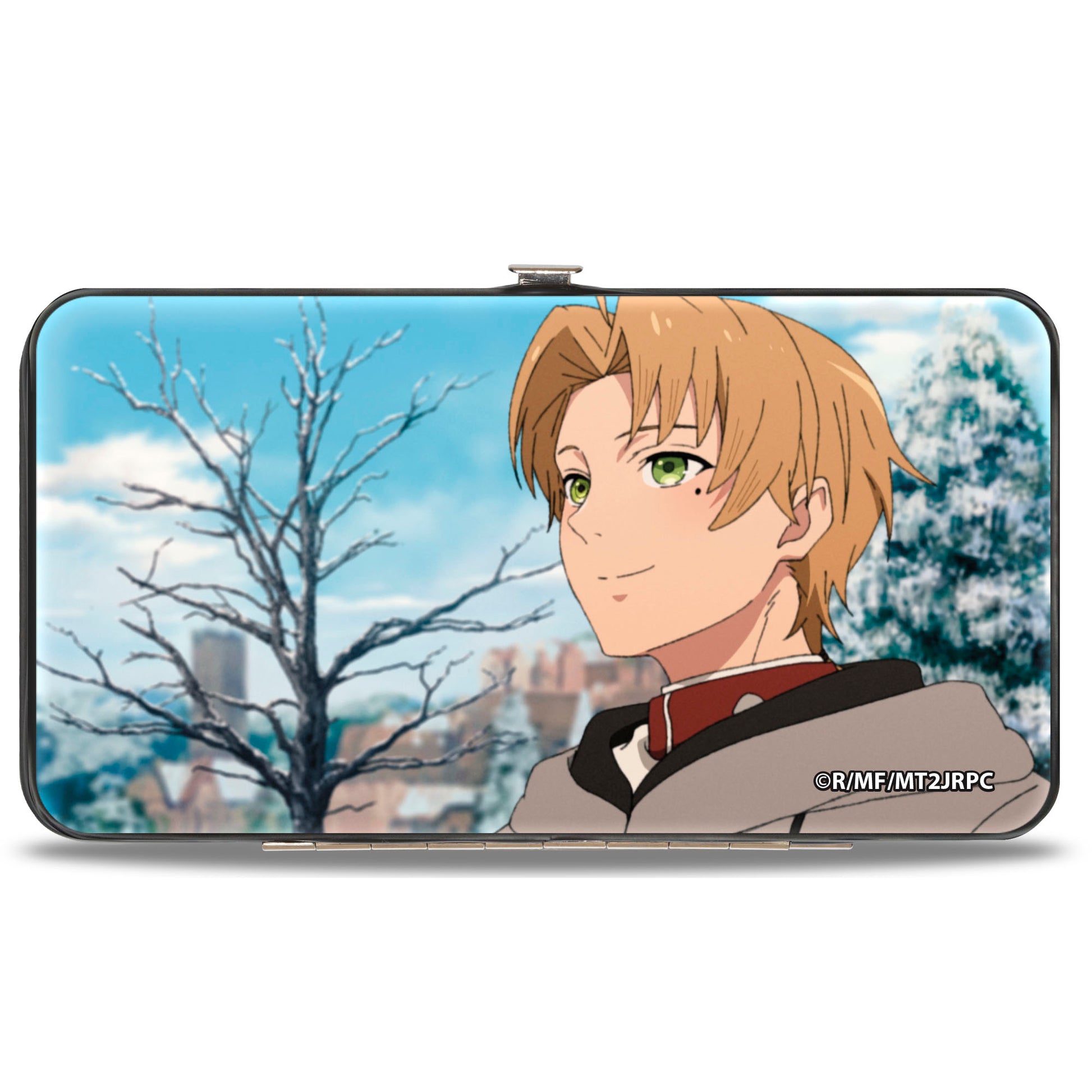 Hinged Wallet - MUSHOKU TENSEI Rudeus Greyrat and Sylphiette Winter Scene and Title Logo Hinged Wallets Mushoku Tensei Jobless Reincarnation
