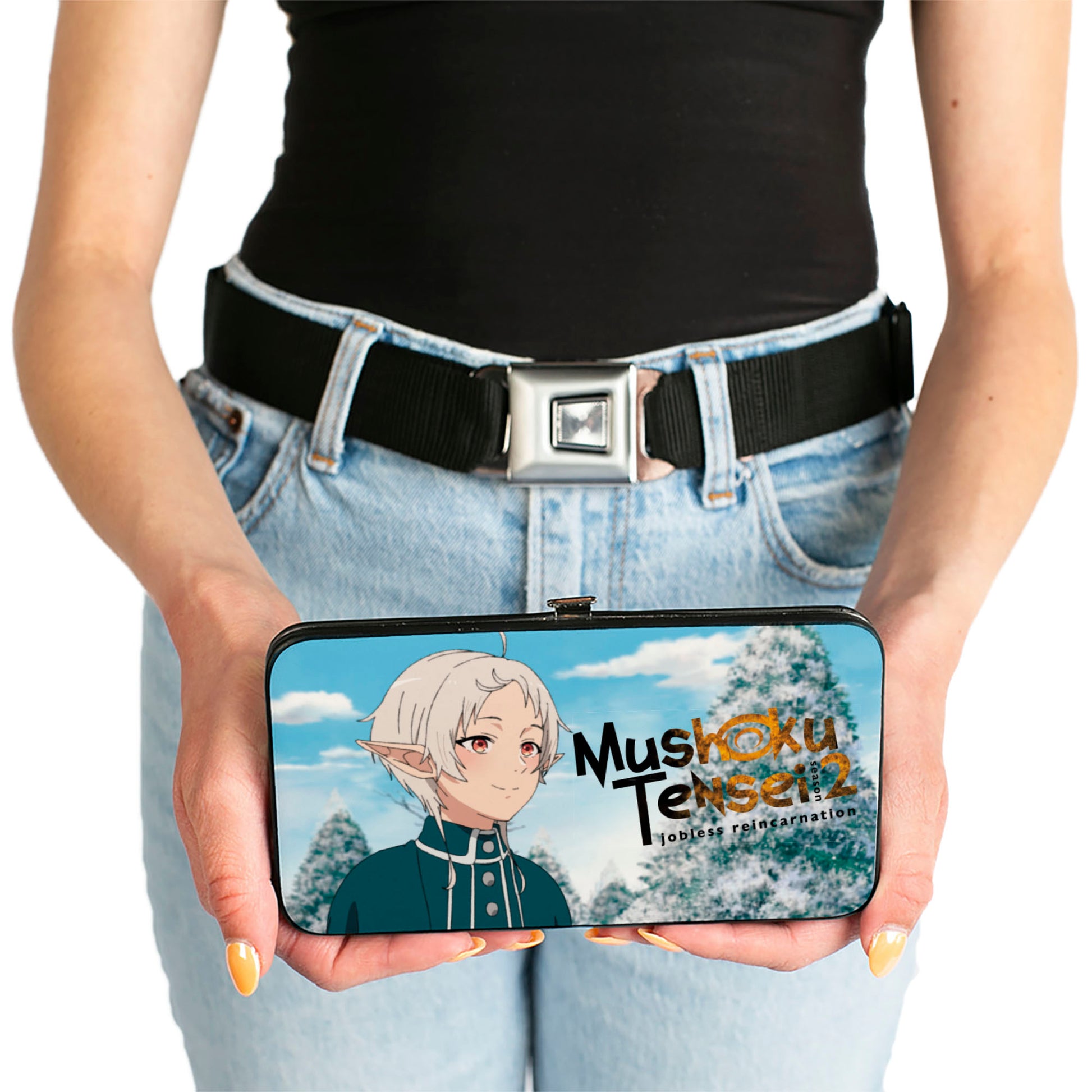 Hinged Wallet - MUSHOKU TENSEI Rudeus Greyrat and Sylphiette Winter Scene and Title Logo Hinged Wallets Mushoku Tensei Jobless Reincarnation