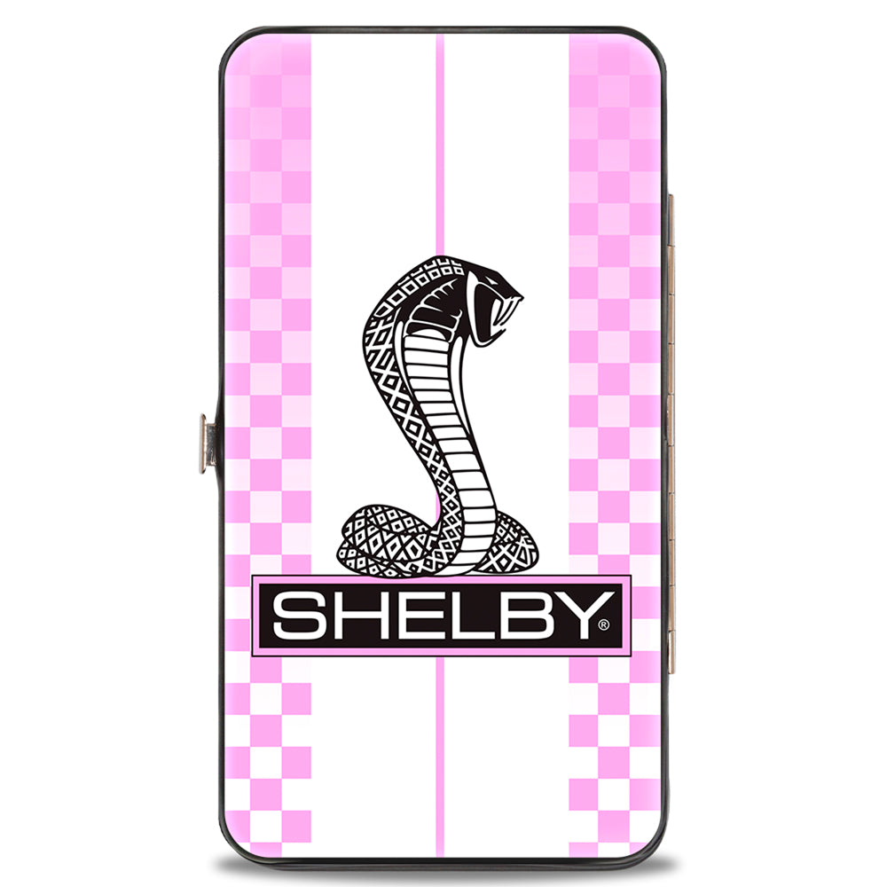 Hinged Wallet - SHELBY Tiffany Box Checker Stripe White Pinks Black Hinged Wallets Shelby