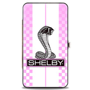Hinged Wallet - SHELBY Tiffany Box Checker Stripe White Pinks Black Hinged Wallets Shelby
