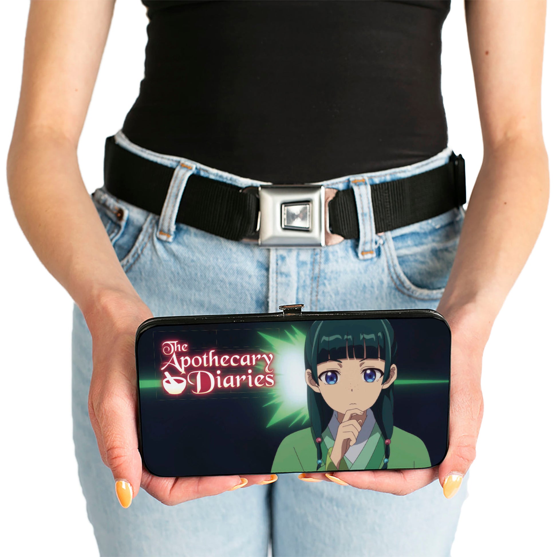 Hinged Wallet - THE APOTHECARY DIARIES Thinking Maomao and Chibi Poses Black/Green Hinged Wallets The Apothecary Diaries