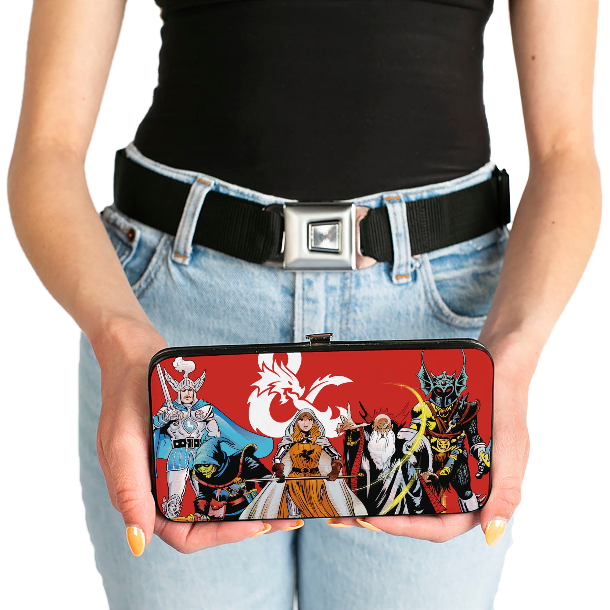 Hinged Wallet - Dungeons and Dragons Group Pose and Ampersand Icon Red/White Hinged Wallets Dungeons & Dragons