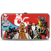 Hinged Wallet - Dungeons and Dragons Group Pose and Ampersand Icon Red/White Hinged Wallets Dungeons & Dragons