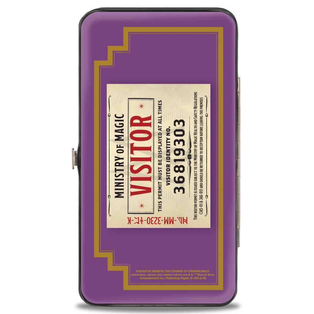 Hinged Wallet - Fantastic Beasts The Crimes of Grindelwald MINISTRY OF MAGIC Icon + VISITOR Pass Purple Gold Multi Color Hinged Wallets Fantastic Beasts and Where to Find Them