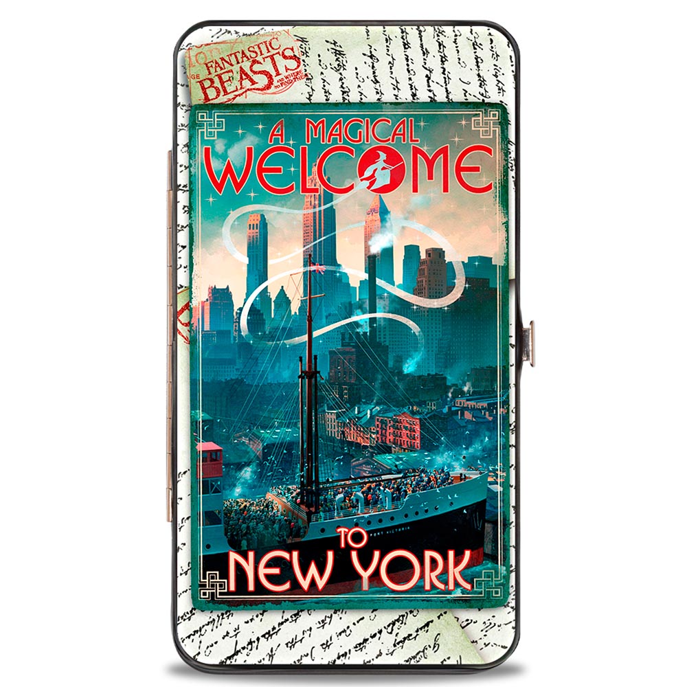 Hinged Wallet - FANTASTIC BEAST AND WHERE TO FIND THEM Ship Post Card A MAGICAL WELCOME TO NEW YORK Hinged Wallets Fantastic Beasts and Where to Find Them