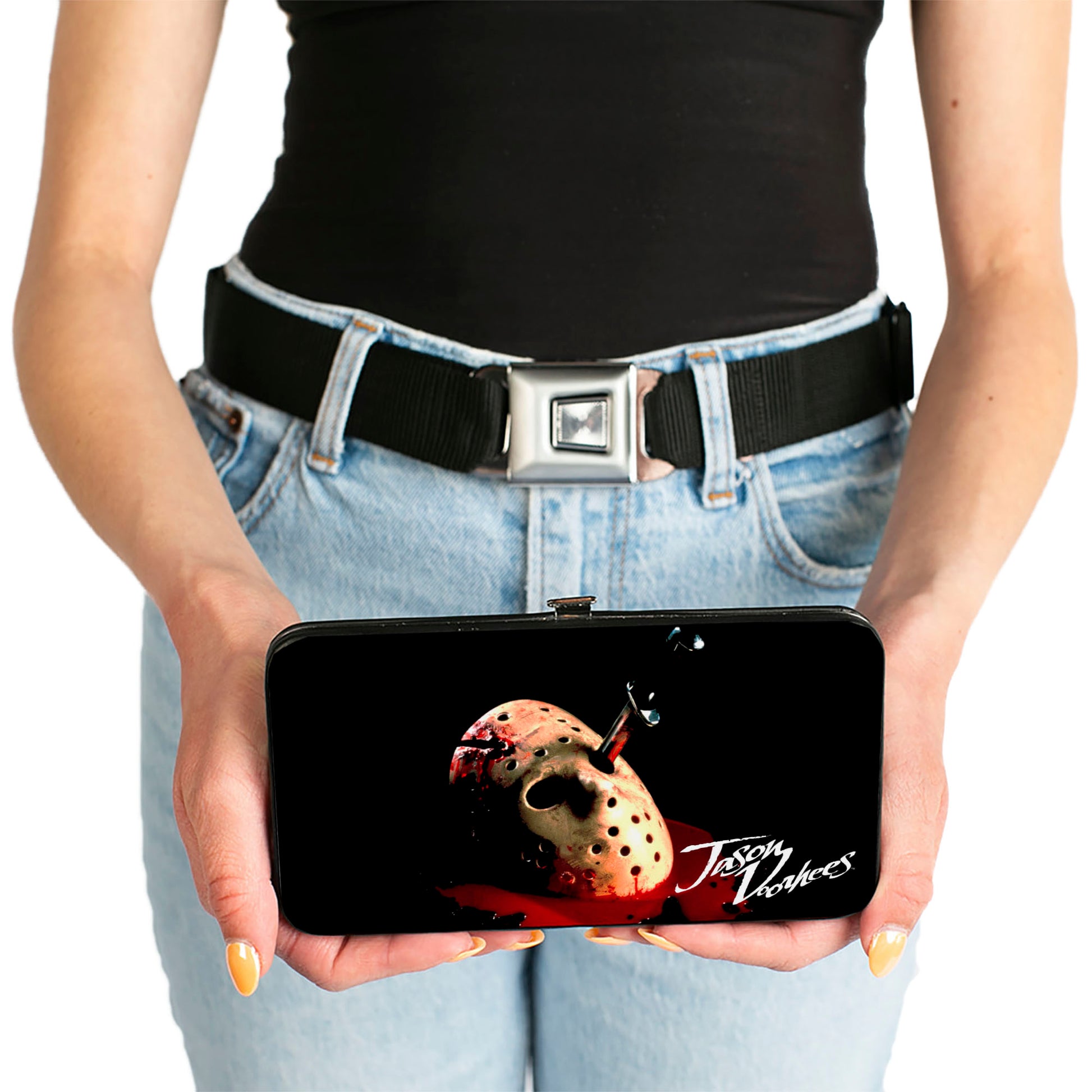Hinged Wallet - Friday the 13th the Final Chapter JASON VORHEES Mask Black Red White Hinged Wallets Friday the 13th
