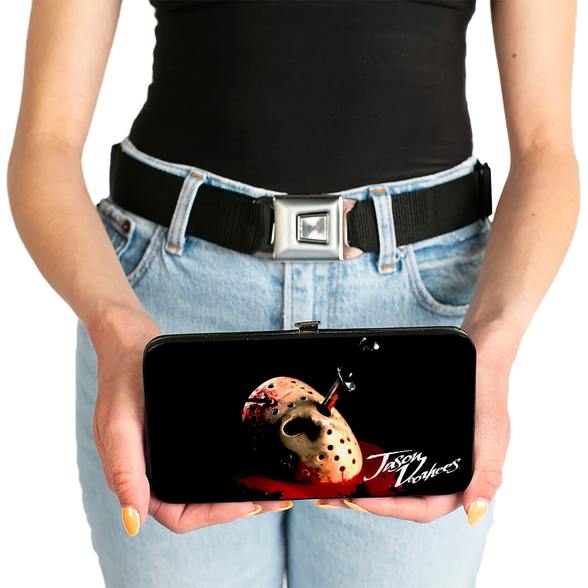 Hinged Wallet - Friday the 13th the Final Chapter JASON VORHEES Mask Black Red White Hinged Wallets Friday the 13th