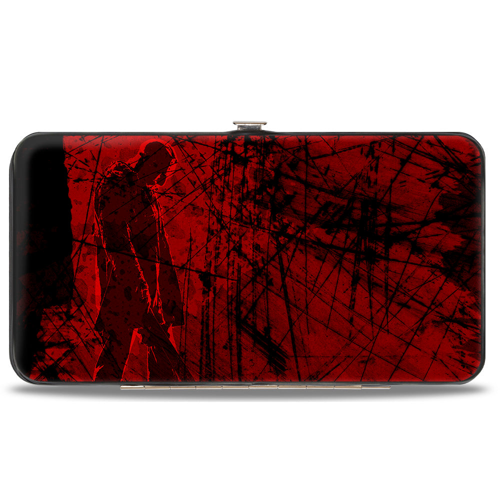 Hinged Wallet - Friday the 13th JASON Mask Splatter + Jason Walking Pose Black Reds Hinged Wallets Friday the 13th