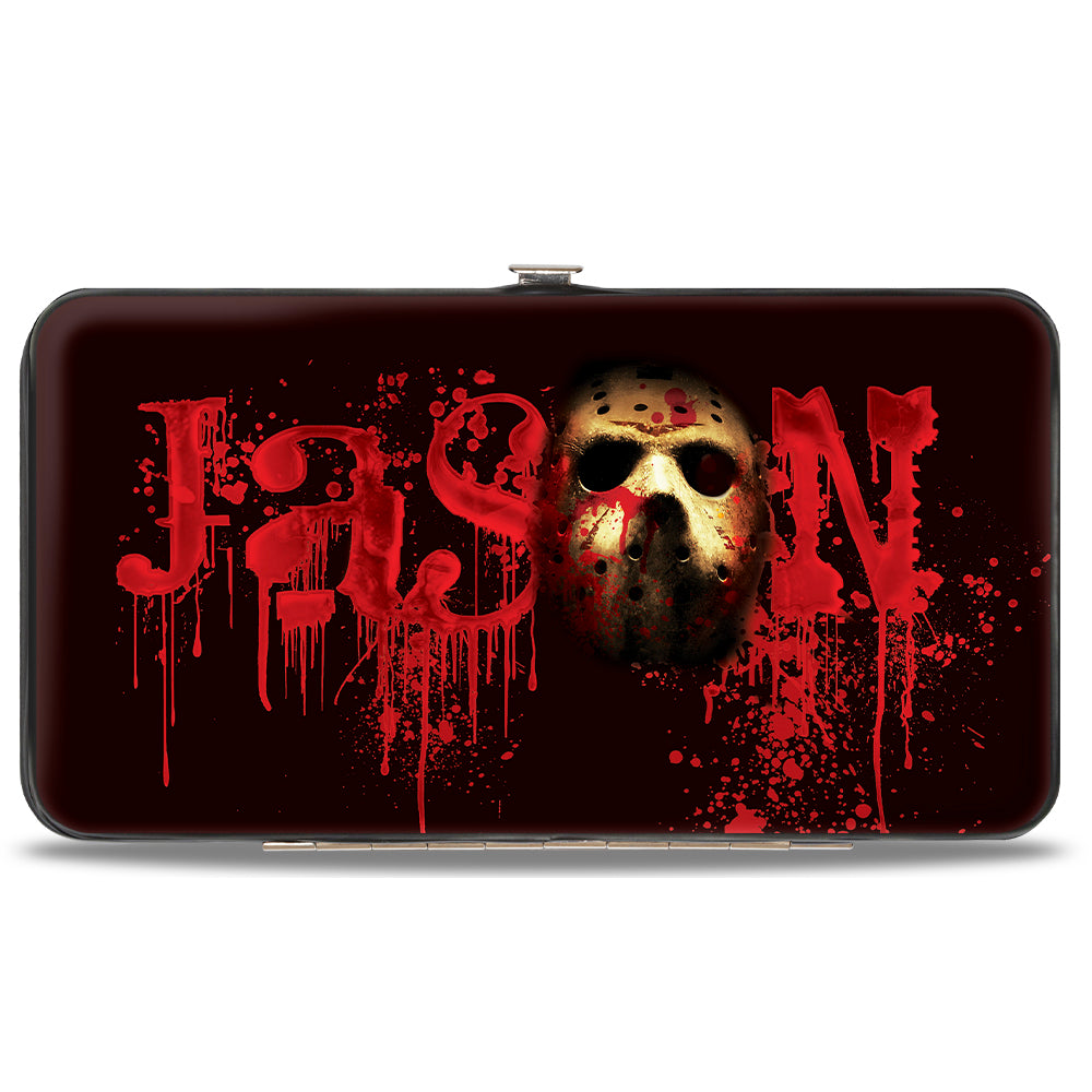 Hinged Wallet - Friday the 13th JASON Mask Splatter + Jason Walking Pose Black Reds Hinged Wallets Friday the 13th