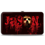 Hinged Wallet - Friday the 13th JASON Mask Splatter + Jason Walking Pose Black Reds Hinged Wallets Friday the 13th