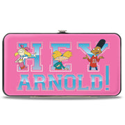 Hinged Wallet - HEY ARNOLD! 3-Character Poses + Stripes Pinks Blues Hinged Wallets Hey Arnold